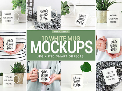 Coffee Mug Mockups coffee green lifestyle mockup mug photo plant stock white