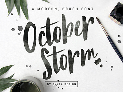 October Storm Brush Font by Skyla Design brush design font ink october script skyla storm texture