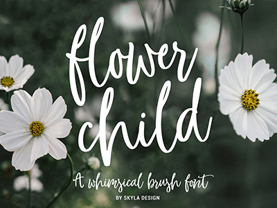 Whimsical brush font, Flower Child brush calligraphy child flower font fresh fun modern script whimsical