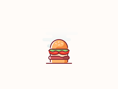 Hamburger / food icon beef burger flat food hamburger icon illustraion meal outline