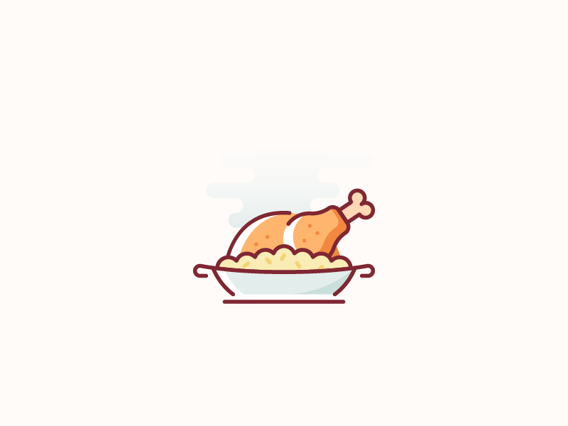 Kuwaiti Cuisine / food icon chicken flat food icon illustraion kitchen kuwaiti cuisine meal outline plate rice