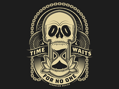 Killing Time chain clock hourglass illustration illustrator skull time time waits for no one vector