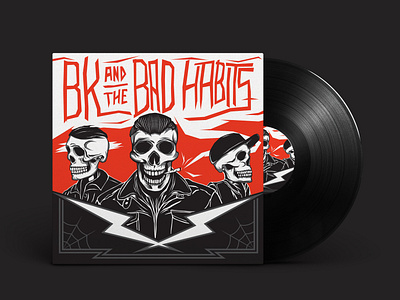 BK & The Bad Habits Album Cover album cover album cover art design illustration illustrator record cover skull vector weed