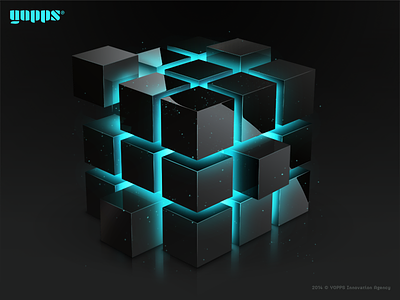 The CRM Cube 3d black core cube cubes effects glossy graphic design illustration light sketch
