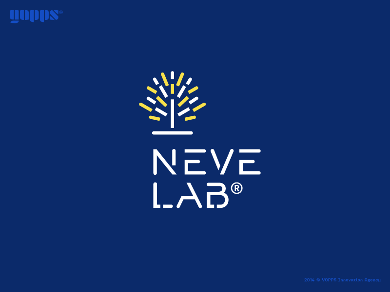 Neve Lab organisation blue geometric graphic design lab laboratory logo symbol tree typography visual identity yellow