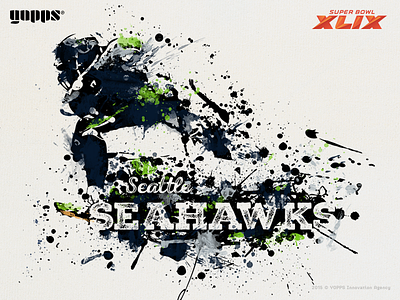 Super Bowl XLIX - Seattle Seahawks football graphic design illustration ink seahawks seattle splatters super bowl watercolor xlix