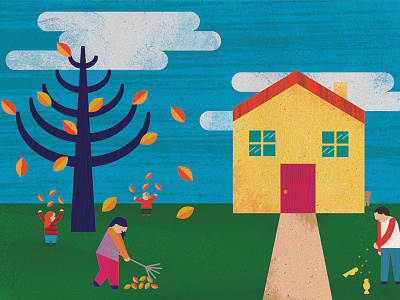 Seasons - Autumn family illustration seasons texture vector