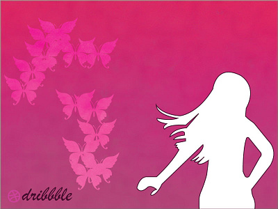 butterfly with girl illustation