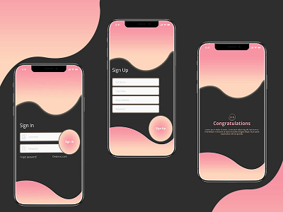 Sign in and Sign up views (Dark theme) app app animation design design app form design gradient icon illustration sign sign in sign up ui ux uidesign web
