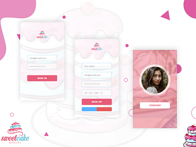 Food Cake Apps Design || Sign in || Sign Up app cake cake shop cakemail design food food and drink food app grappixel icon illustration sign in signup typography ui ux web