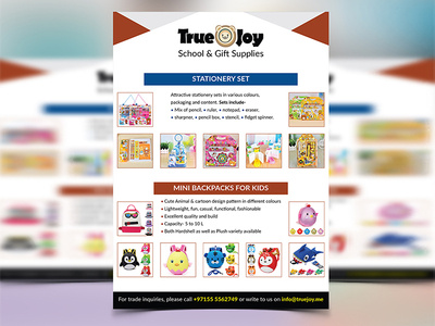 Kid's Product Flyer Design flyer design bifold trifold flyer logo visiting card postcard illustration branding business card clean corporate card print professional design brand creative business