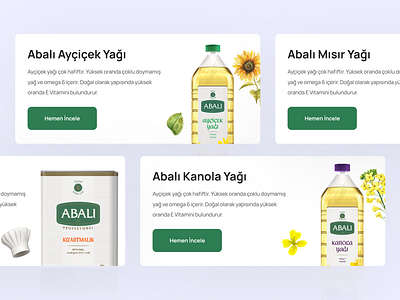 Abalıoğlu Yağ Product Card Design design ui ui design uiux uiuxdesign ux ux design web