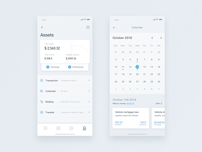 Finance App app finance ios mobile ui ux wallet white