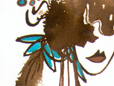 Belinda blue brown detail illustration watercolor