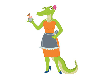 Gator Girl aligator branding cupcake fashion flats illustration mascot mom wife