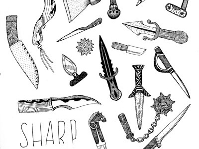 Sharp Edges axe blade illustration knife knives sharp sharps