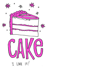 I like cake, don't you? colored digitally hand illustration lettering menu sharpie