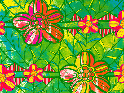Aloha bright colorful colors floral illustration textile