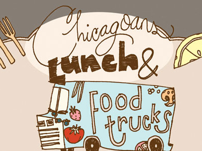 food truck infographic chicago drawn food graphic hand handlettering illustrated illustration info infographic information lettering lunch trucks