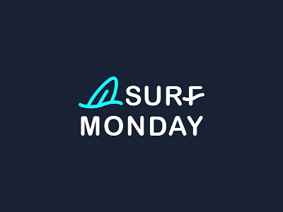 Surf Monday branding design flat icon illustration logo mark surf typography vector wave