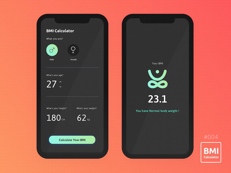 BMI calculator dailyui ui design ios calculator bmi mobile ui