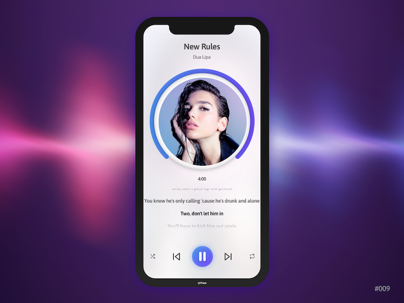 Music Player songs mp3 audio ios ui design mobile ui player music player daily-ui