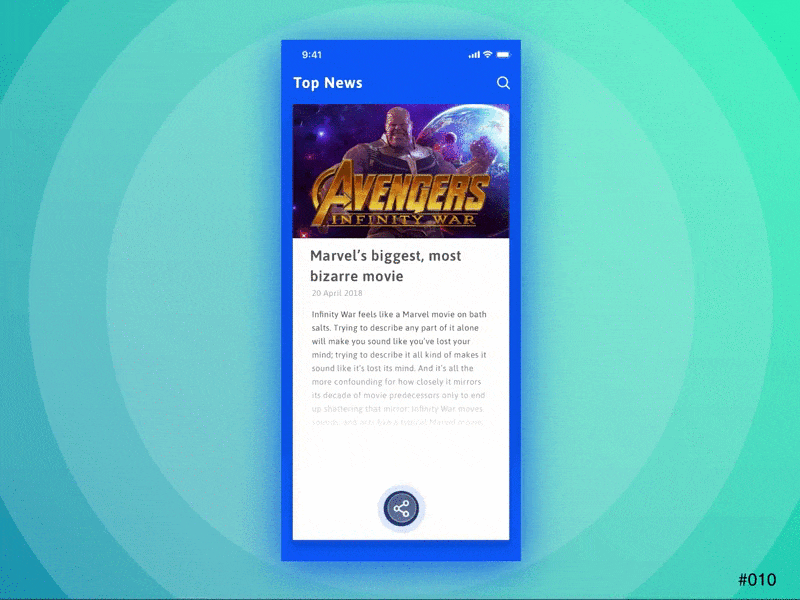 Social Share - News blog avengers ui dailyui ios ui design social share share
