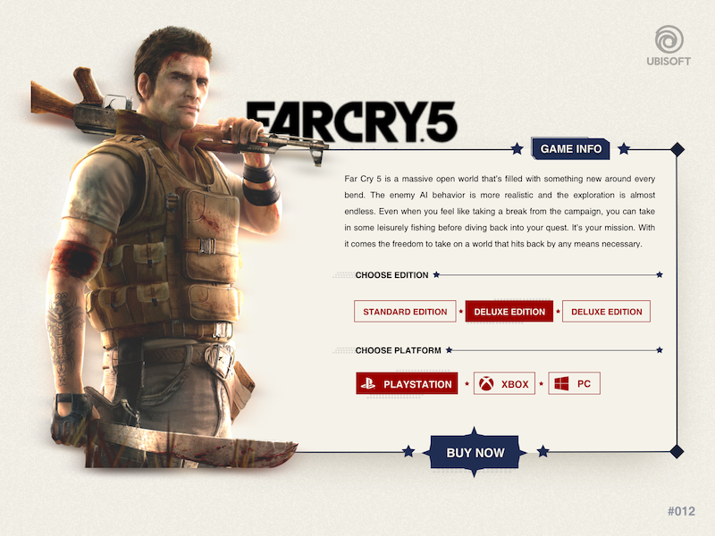 eCommerce Page - FARCRY 5 ubi soft buy now gameui product cart website game design dailyui ecommerce