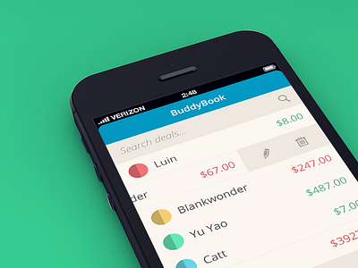 Buddybook iOS App flat ios money search tableview