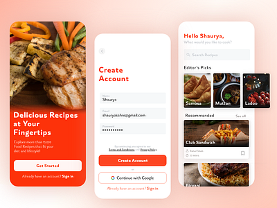 Food Recipe App UI Design