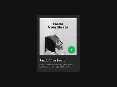 Spotify Playlist UI Card app black blackandwhite card cards dailyui design flat green interface minimal music music app spotify typography ui uicard ux web website