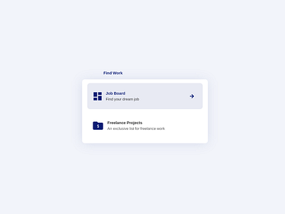 'Find Work' Dribbble Dropdown Menu UI Design