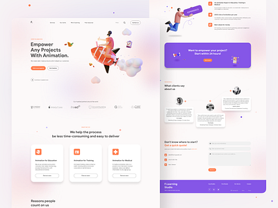 Production Team Homepage 3d animation design figma studio ui