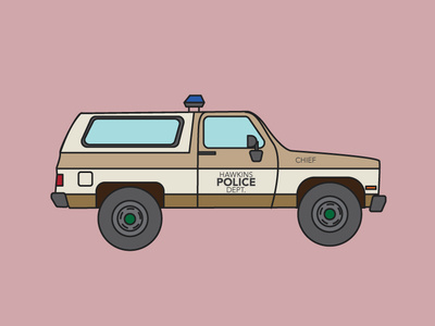 Hoppers Truck adobe truck netflix flat icon branding vector design illustration strangerthings