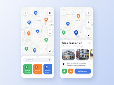 Bank service points app bank figma ios iphone map mobile point service ui ux