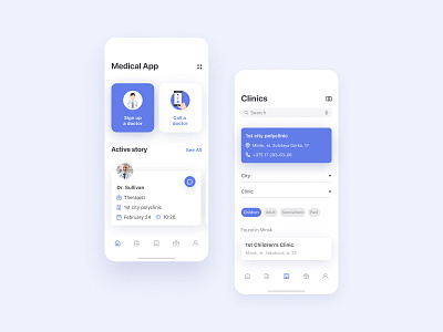 Medical App blue and white clinic doctor figma health health app medicine mobile app ui ux design user inteface