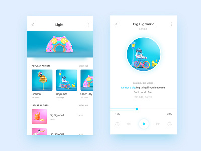 Music Player clean fresh music page player ui ux