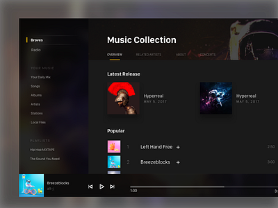 Music Player black design fluent music ui ux web