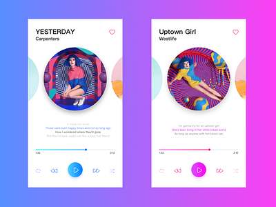 Music ui 11 app application flat gradient interface ios music sketch ui ux