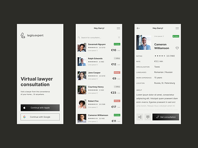 Lawyer consultation app design ui ux