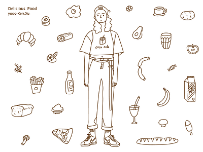 Food Illustration characer design doodle illustration