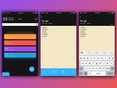 Notes app design flat graphic design ios minimal mobile