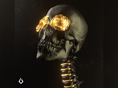 With love in his eyes.... b3d black blender blender3d character concept gold golden love skeleton