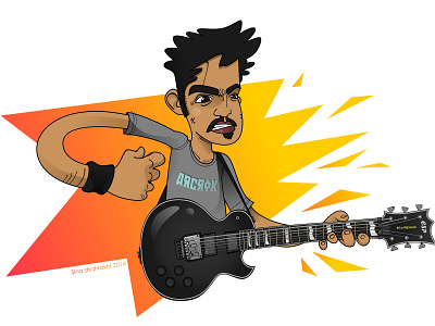 Arcrok eclipse esp guitar guitarist illustration portrait rock and roll vector