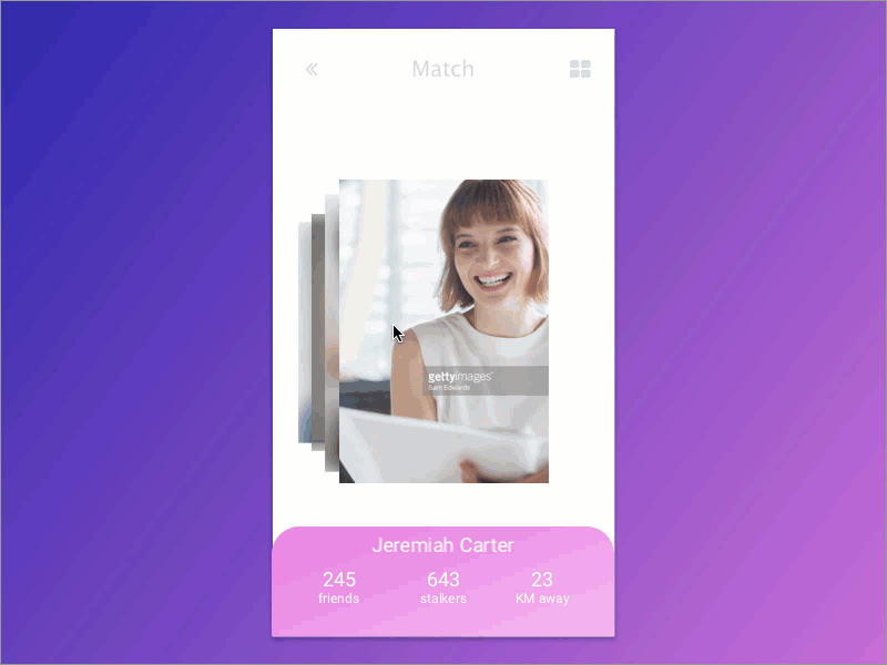 Daily UI Challenge #10 Simple Date App app challenge dating gif iphone match sketch app sliding ui user interface