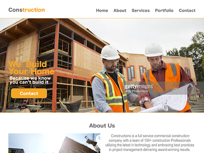 Constructions 960 bootstrap clean construction orange web web design website white