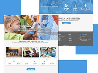 Charity Website 960 blue bolunteer bootstrap charity clean web web design website white