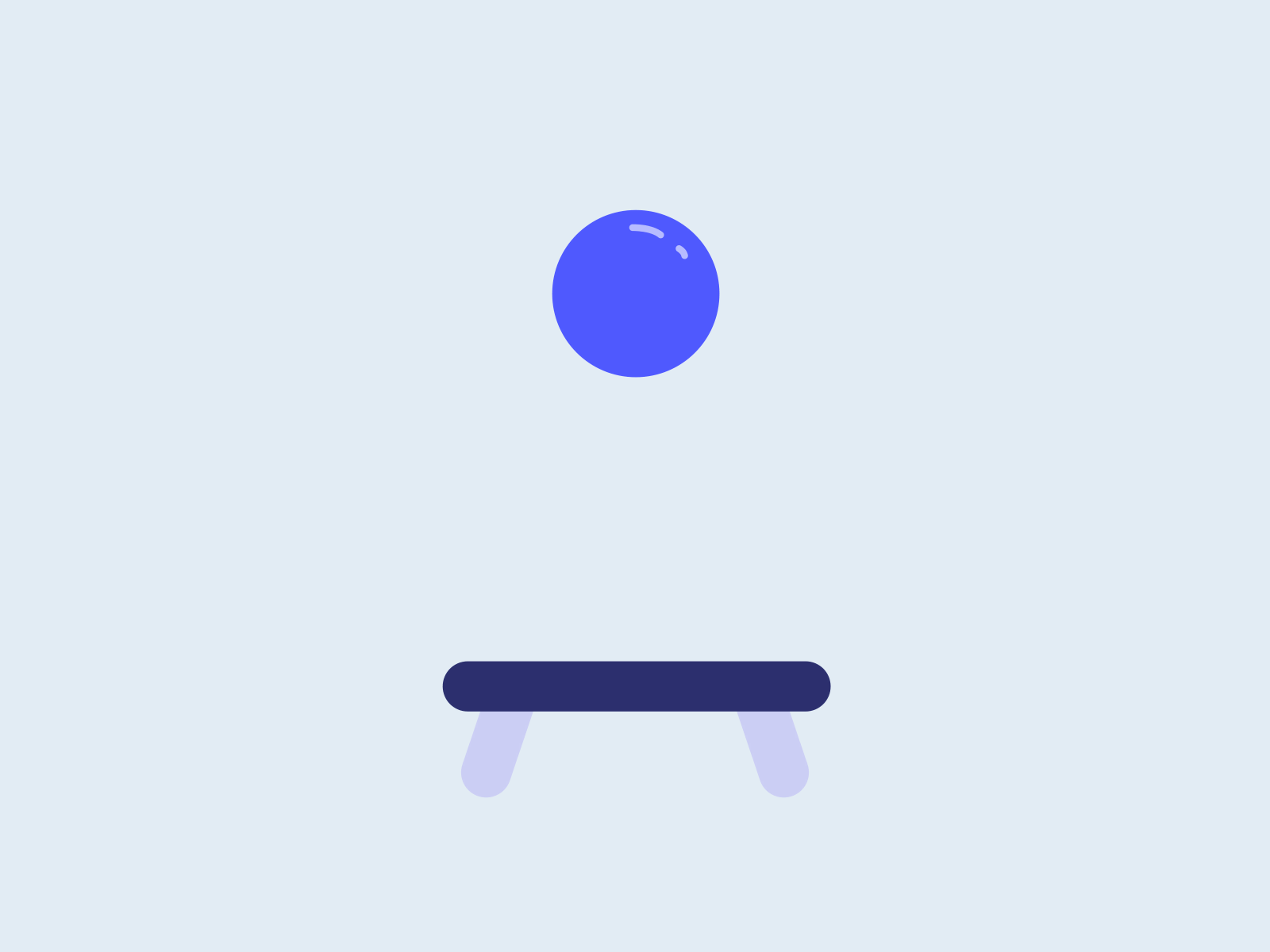 Blue Egg Bounces on Squishy Bench 2d ae after effects ball bounce mds motion design motion graphics motiondesignschool squash and stretch trampoline vector