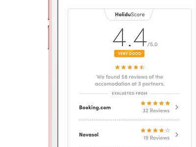 Review Widget holidu ios mobile rating review score ui user experience ux web