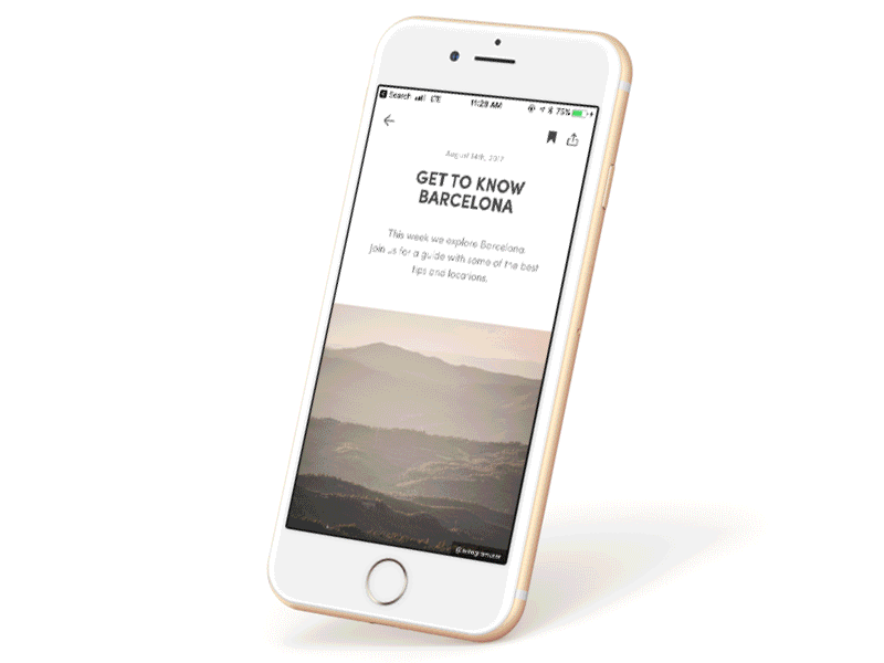 Discover article view animation app article blog ios mobile prototype ui ux